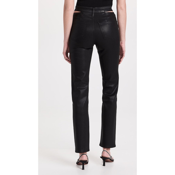 Jonathan Simkhai NWT Amelia Straight Leg Denim in Black Coated Size 29 - Picture 4 of 9